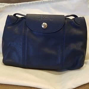 NWOT Navy Longchamp Le Pliage Cuir
